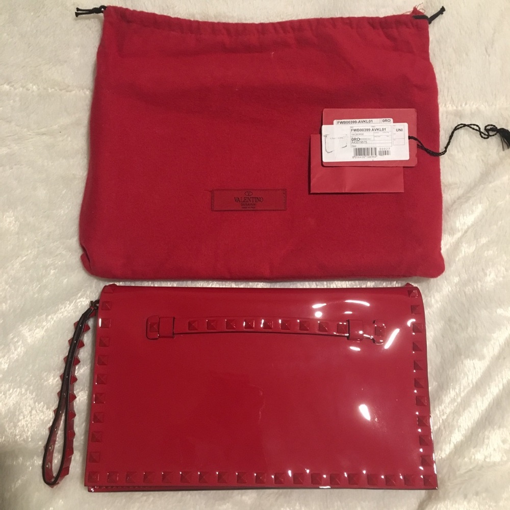 3 DAYS ONLY Rockstud Rouge Patent Leather Clutch